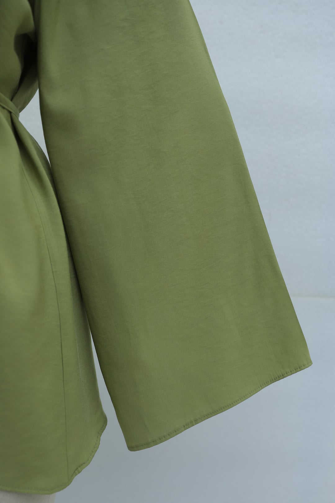 Asymmetric Cut Tie-Belt Oversize Modal Tunic - Olive Green - Podyumplus - by Peralane - photo 5