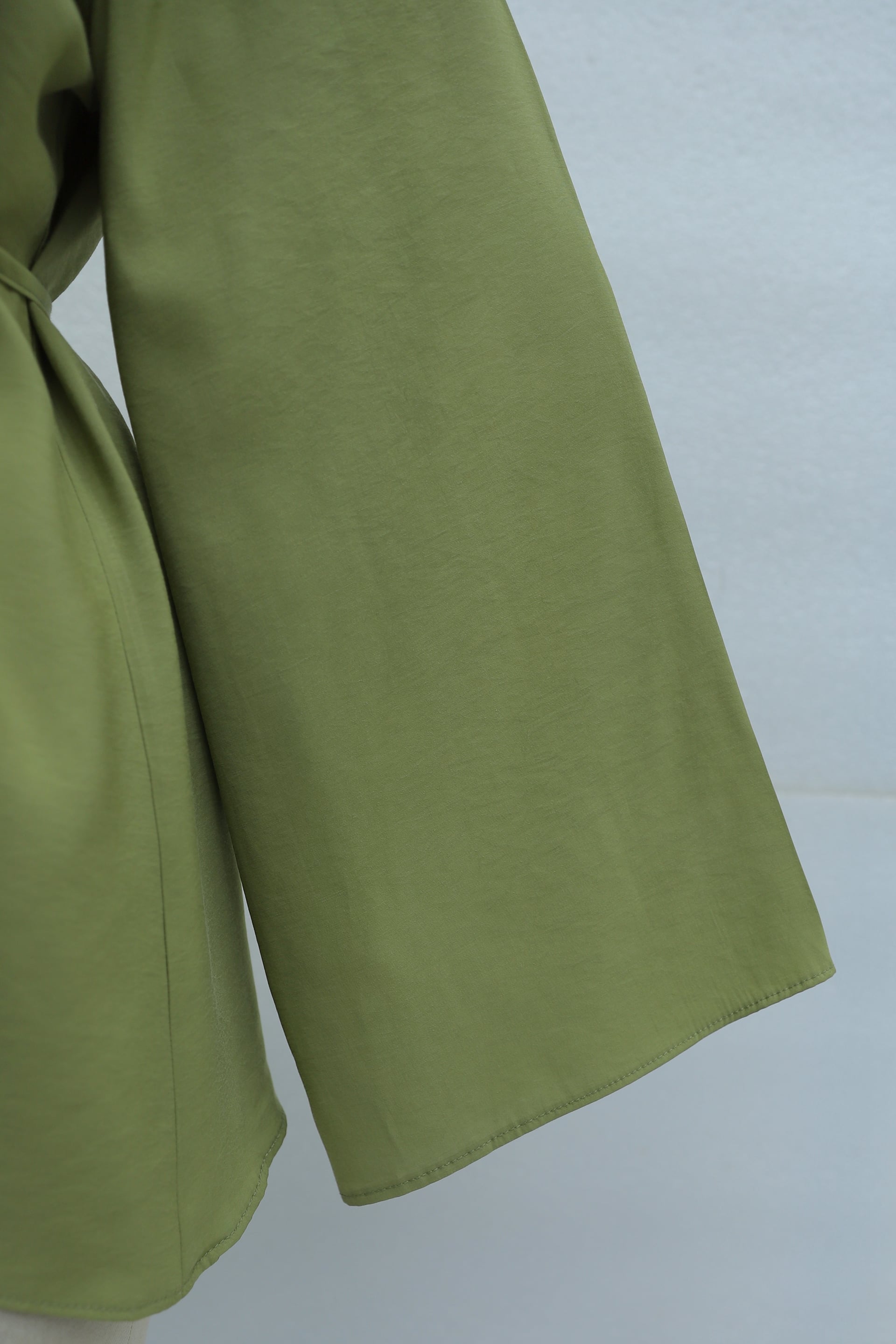 Asymmetric Cut Tie-Belt Oversize Modal Tunic - Olive Green - Podyumplus - by Peralane - photo 5