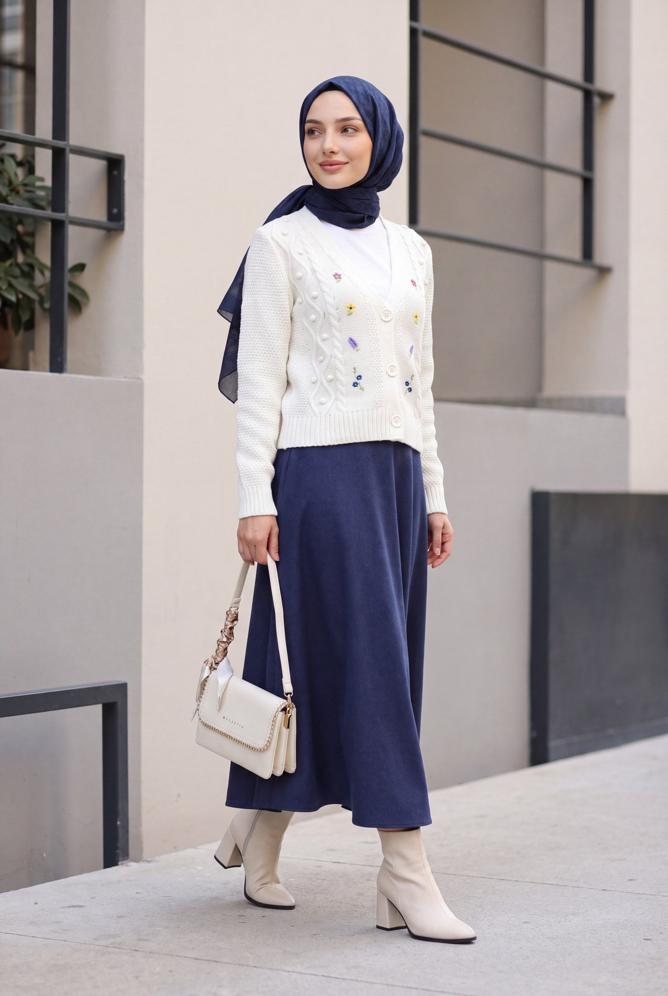 Embroidered Floral Pom-Pom Knit Cardigan - Ecru - Podyumplus - by Peralane - photo 5
