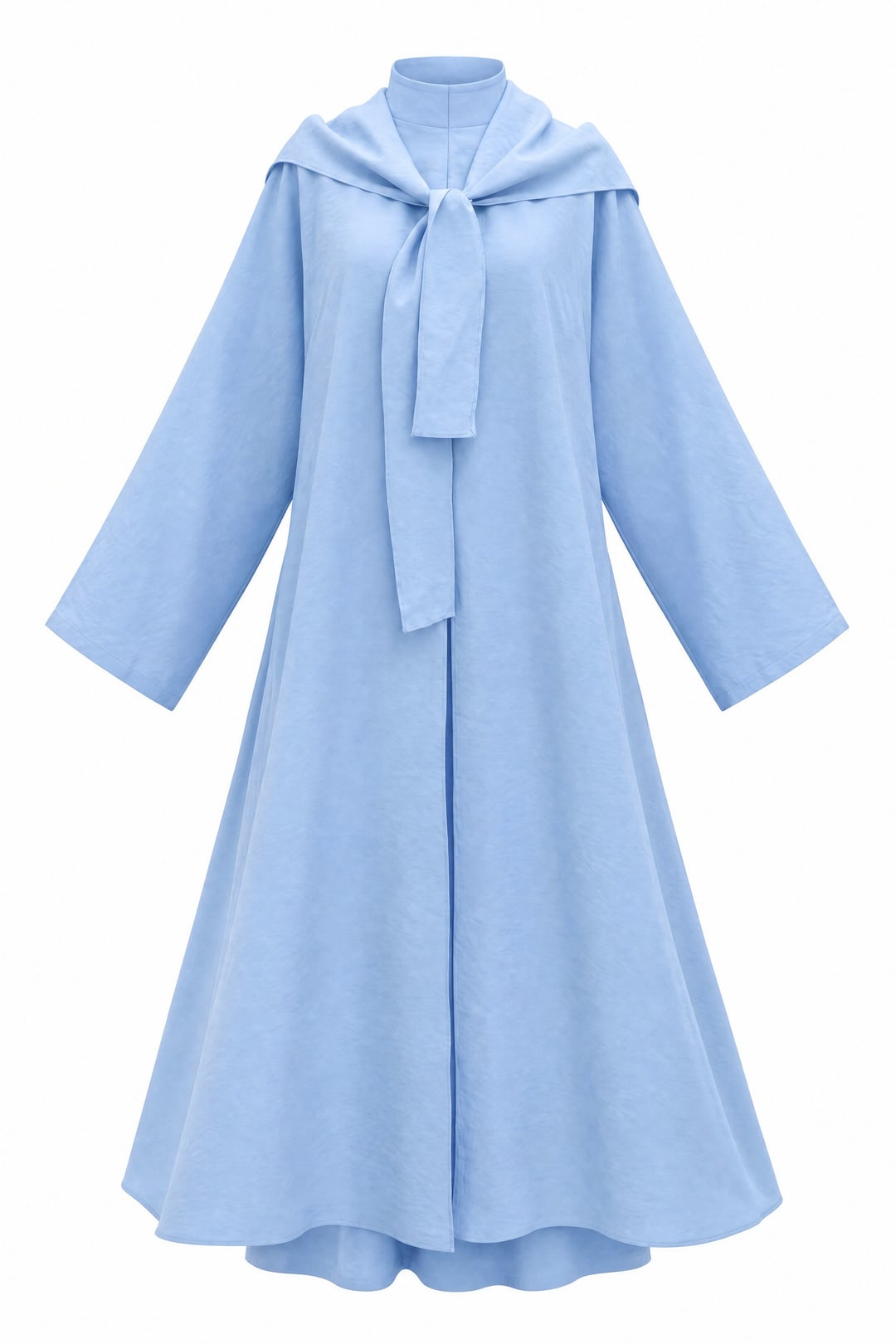 Light Blue Modal Two-Piece Set with Scarf Detail and Deep Slit Pants with Pockets - Podyumplus - by Peralane - photo 5