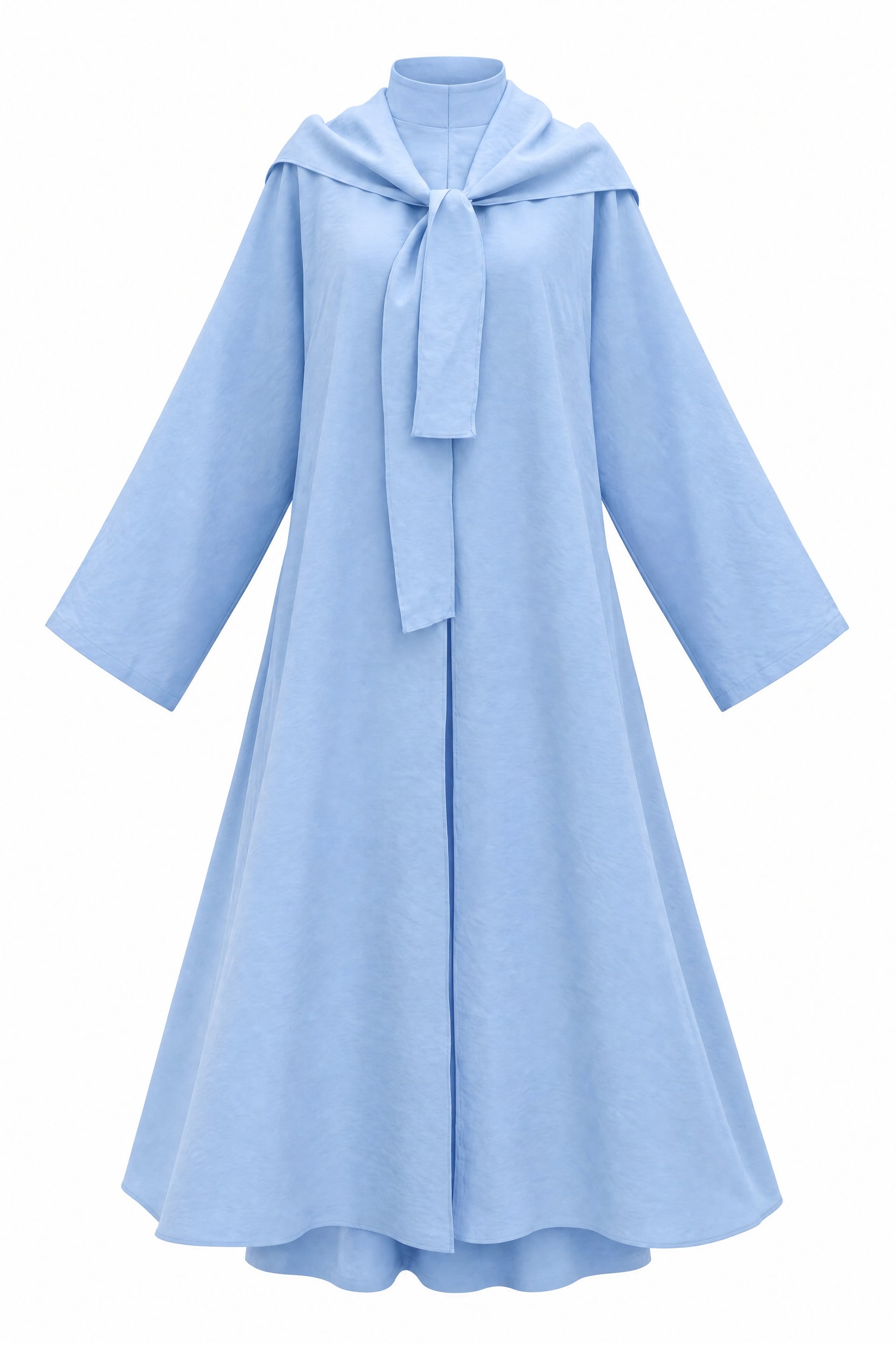 Light Blue Modal Two-Piece Set with Scarf Detail and Deep Slit Pants with Pockets - Podyumplus - by Peralane - photo 5