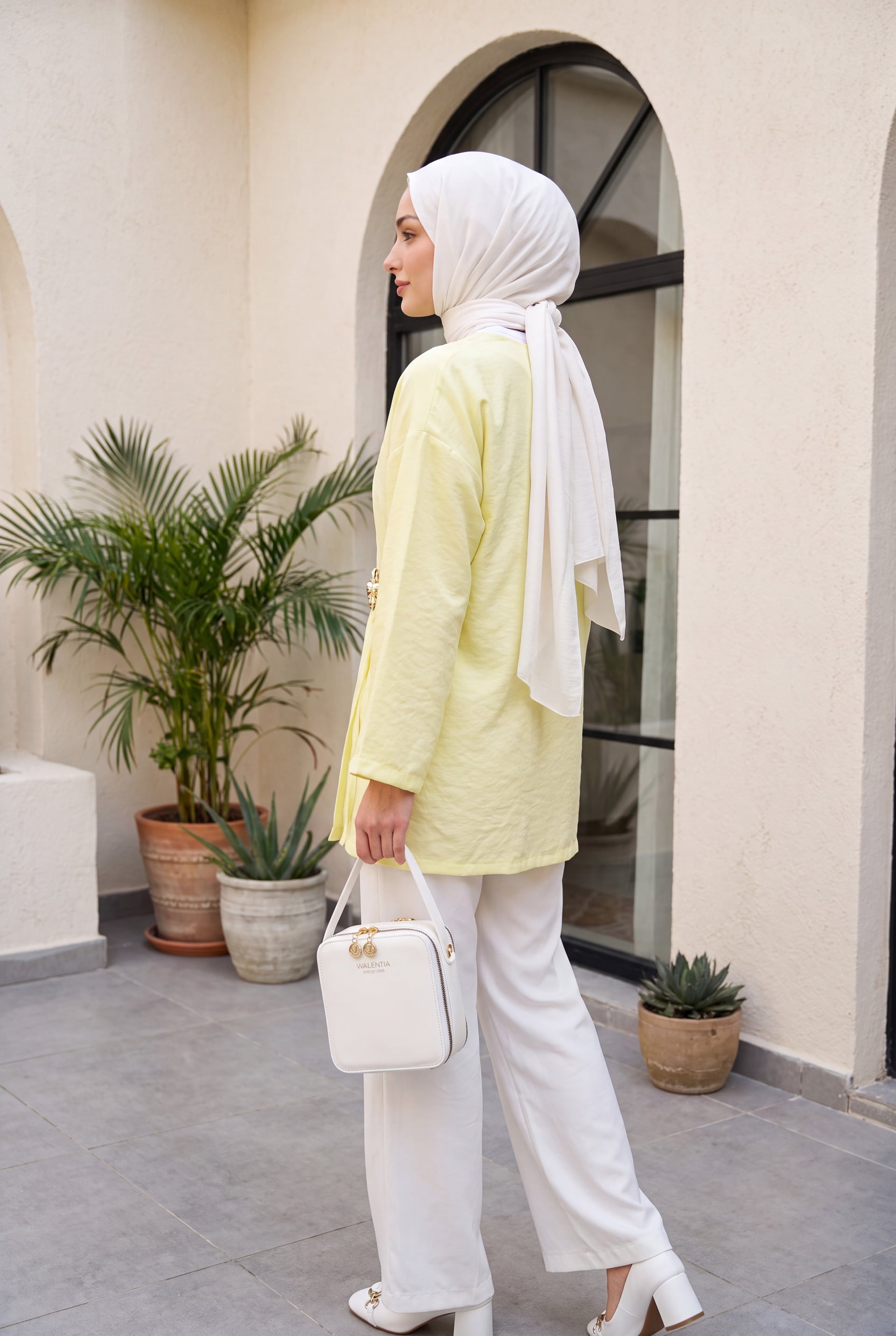 Side Wrap Tie Belt Modal Tunic - Yellow - Podyumplus - by Peralane - photo 5