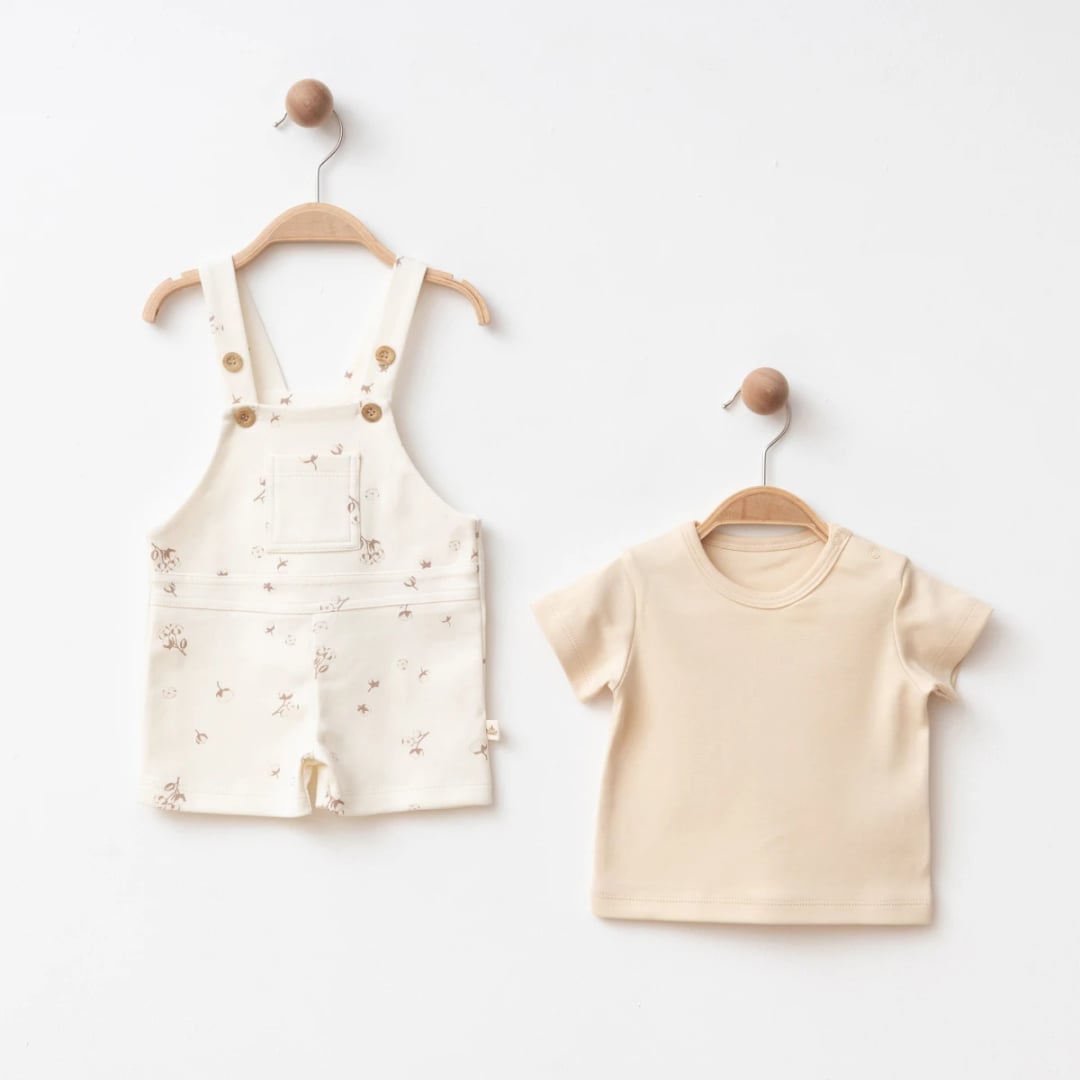 Organic 2-Piece Baby Set with Patterned Romper and T-Shirt - ESL-2246 - Eslenza - by Peralane
