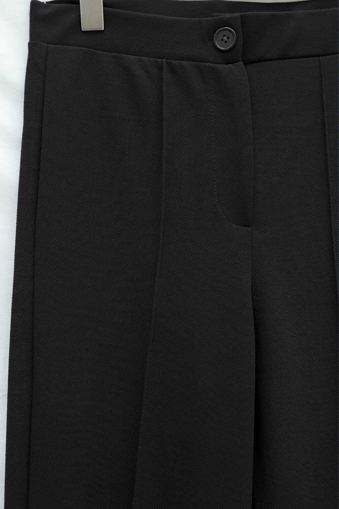 Women's High-Waist Elasticated Palazzo Trousers with Button Detail - Black - Podyumplus - by Peralane - photo 4