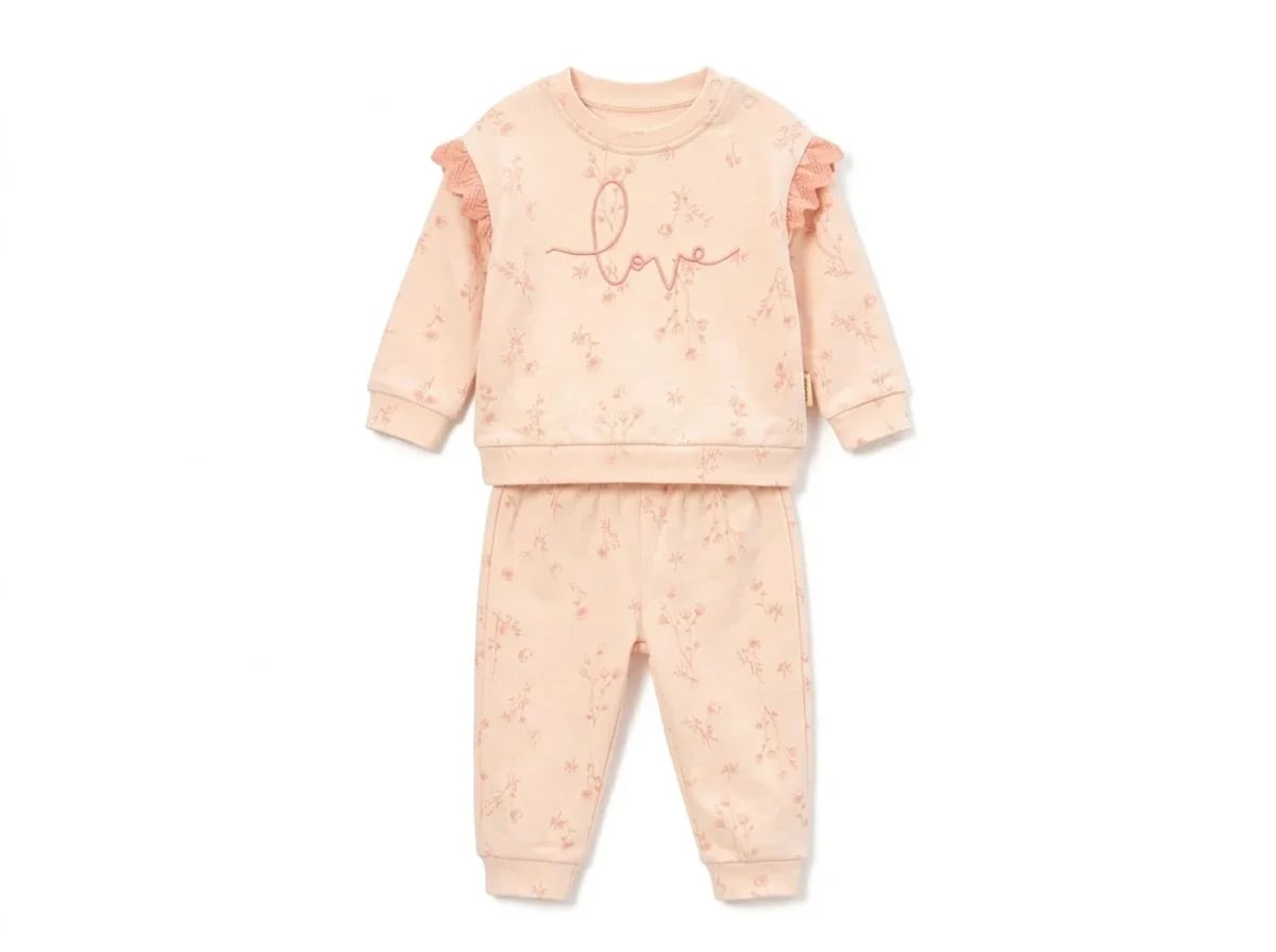 Love Embroidered Baby Girl Tracksuit Set - Vovido - by Peralane
