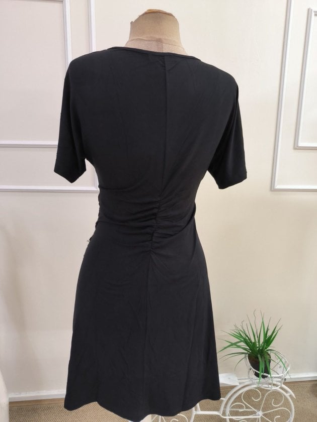 Women's Short Sleeve Wrap V-Neck Asymmetric Hem Viscose Dress - Janes - by Peralane - photo 6