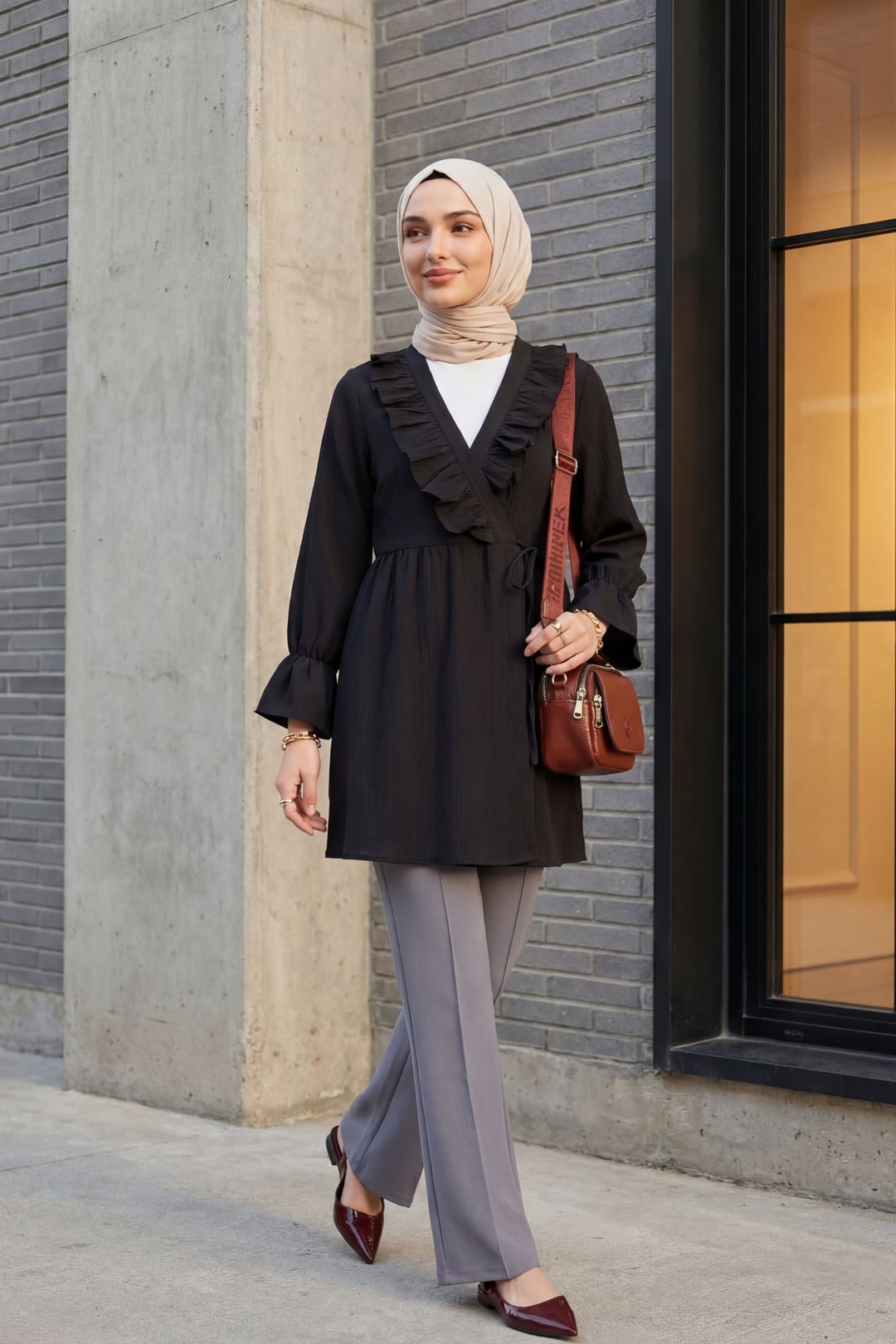Black Crinkle Kimono with Ruffled Tie Front - Podyumplus - by Peralane