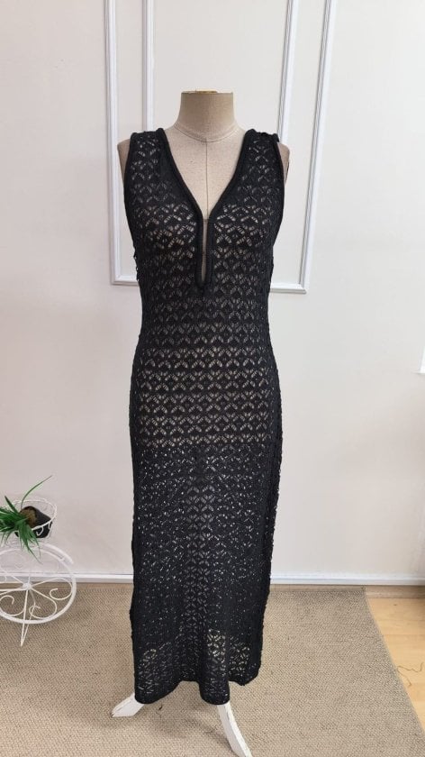 Women's Sleeveless V-Neck Long Knit Dress - Janes - by Peralane - photo 6