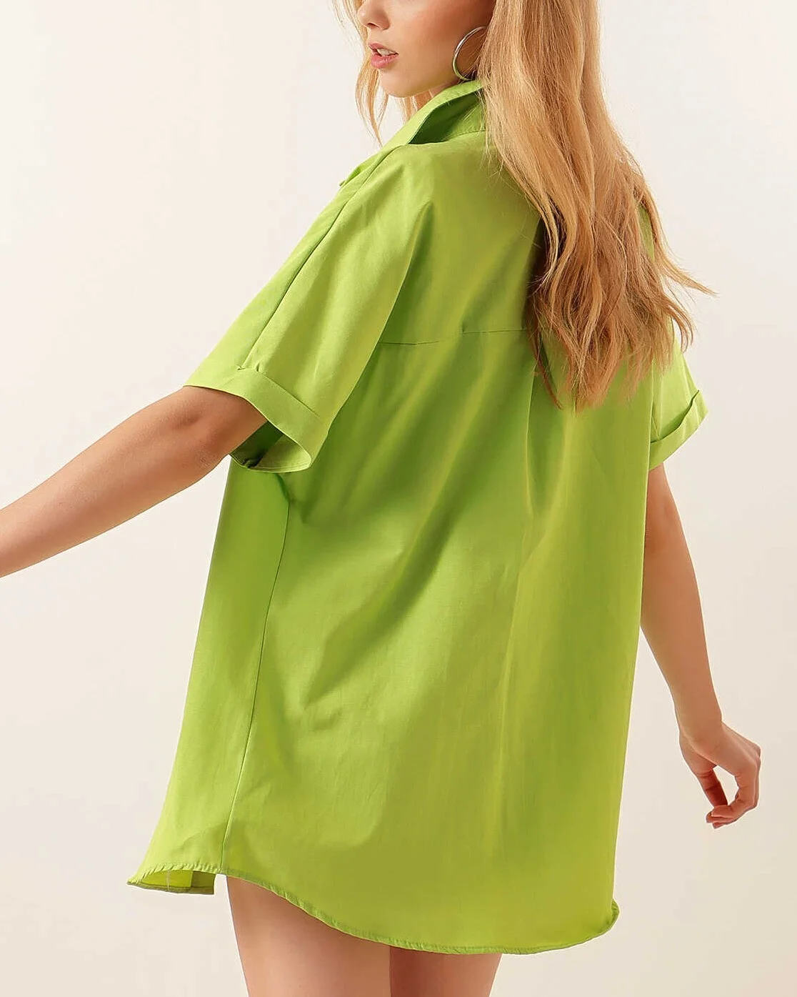 Oversize Short-Sleeve Shirt - Light Green - Bigdart - by Peralane - photo 5