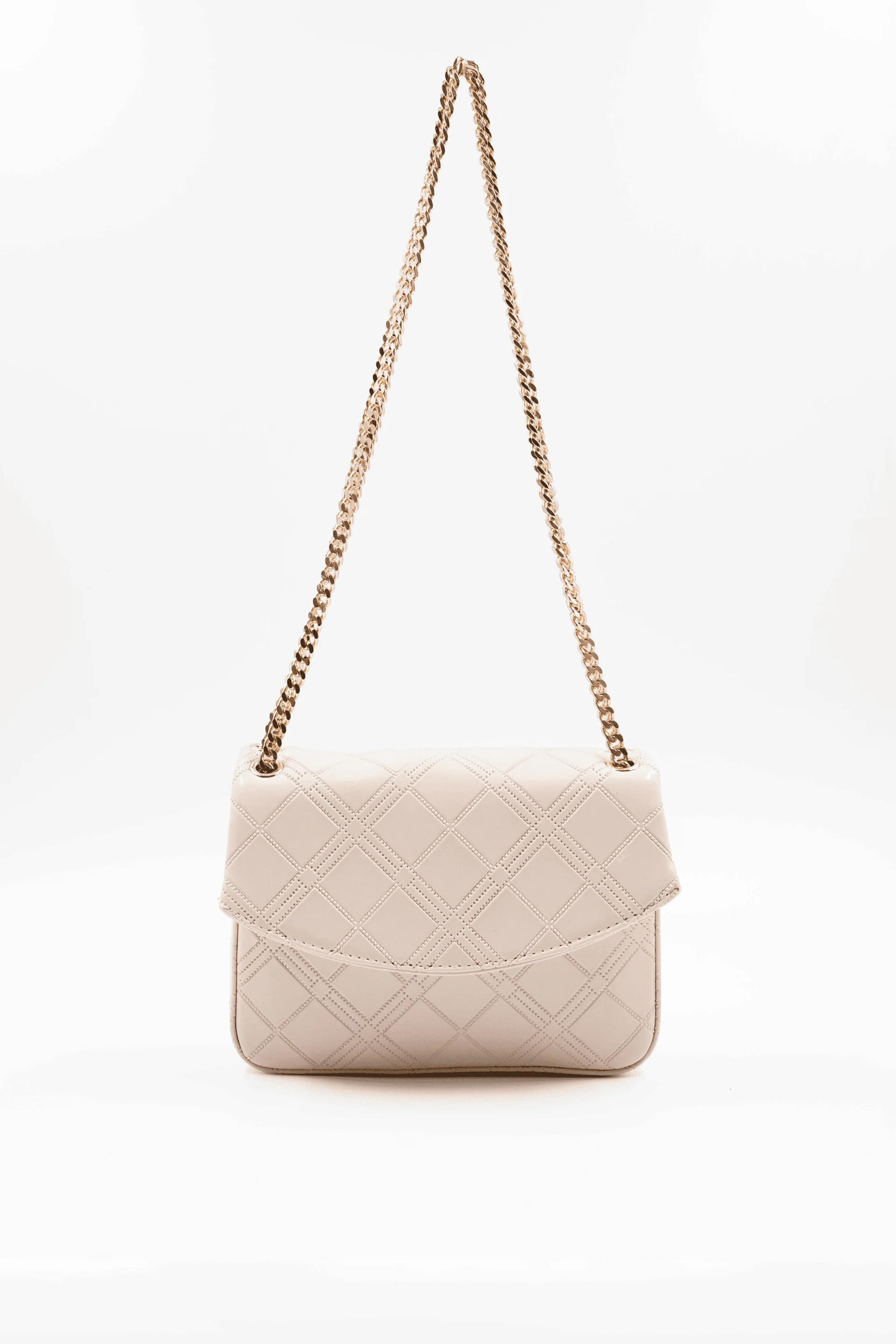 Renata Beige Patent Chain Detail Women's Shoulder Bag 6156 - Aron Atelier - by Peralane