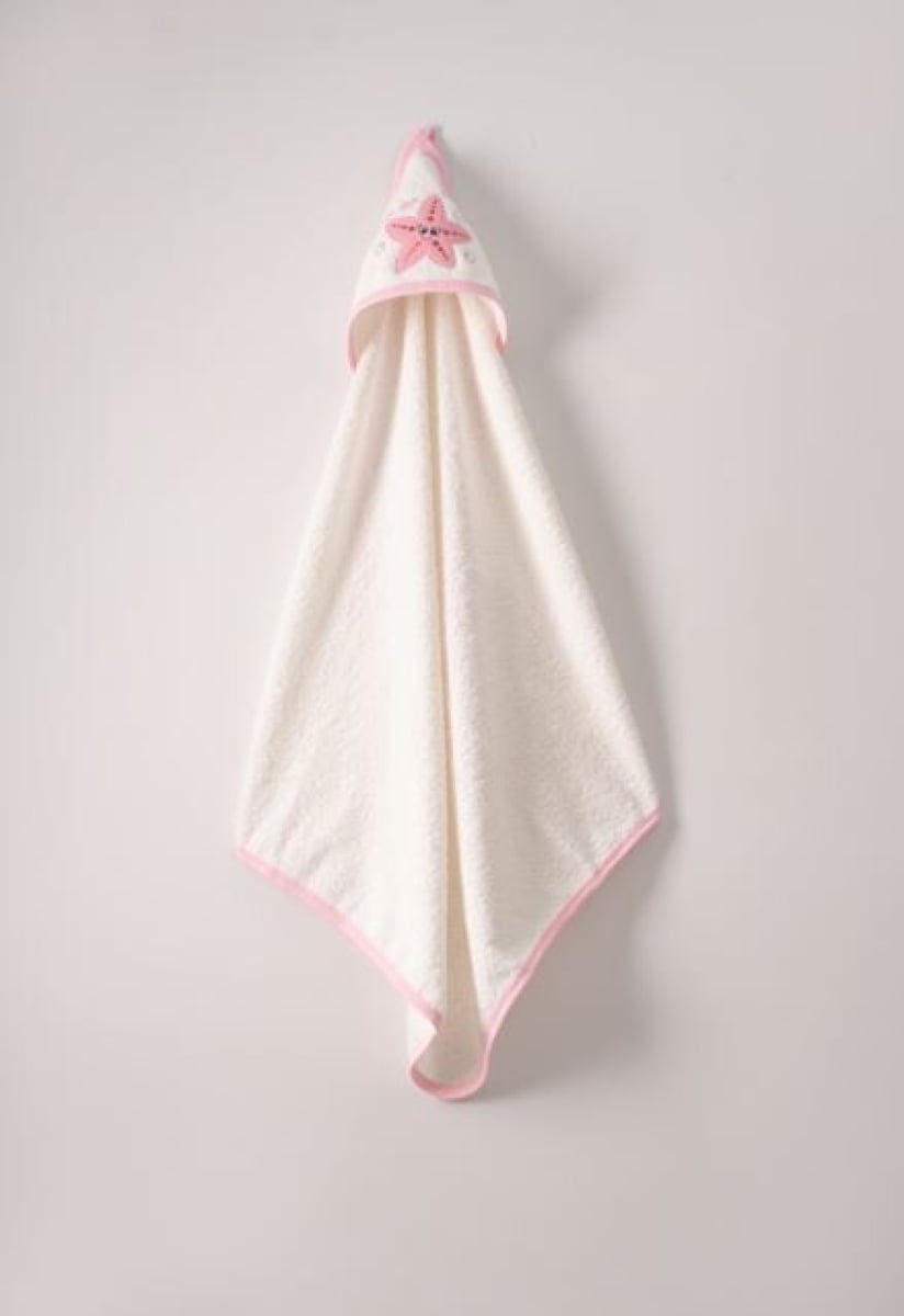 Pink Hooded Baby Bath Towel 75x80 cm - Ramel Kids - by Peralane