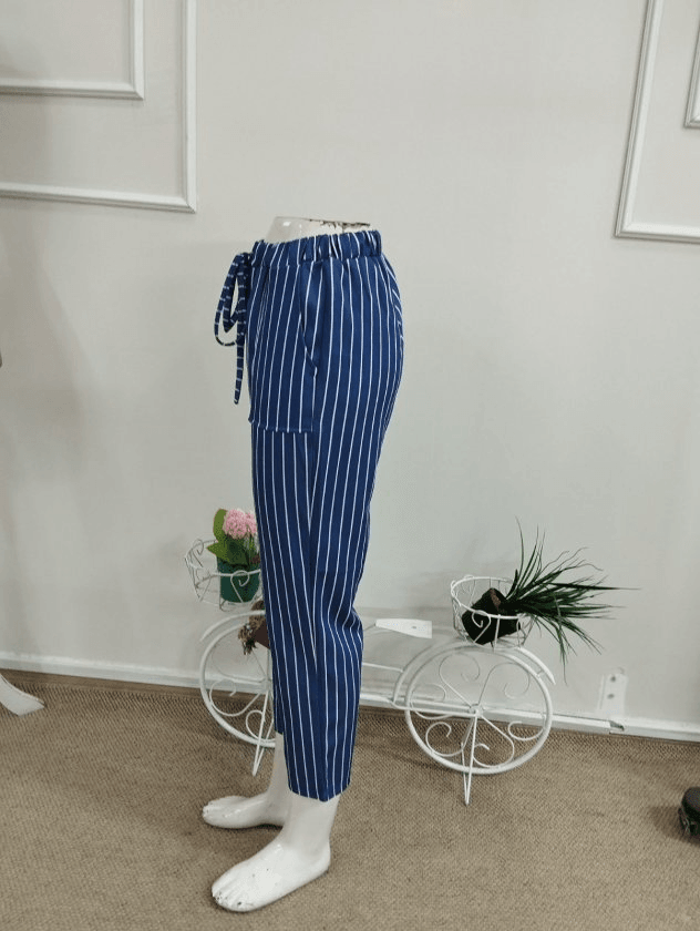 Women's High-Waist Drawstring Striped Modal Trousers - Janes - by Peralane - photo 5