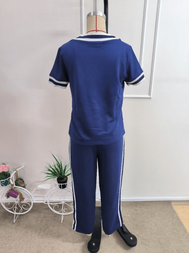 Women's Short Sleeve V-Neck Viscose Two-Thread Blouse and Trousers Two-Piece Set - Janes - by Peralane - photo 5