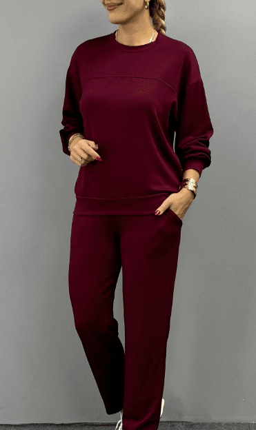 Women's Long Sleeve Crew Neck Viscose Two-Thread Blouse and Trousers Two-Piece Set - Janes - by Peralane - photo 8