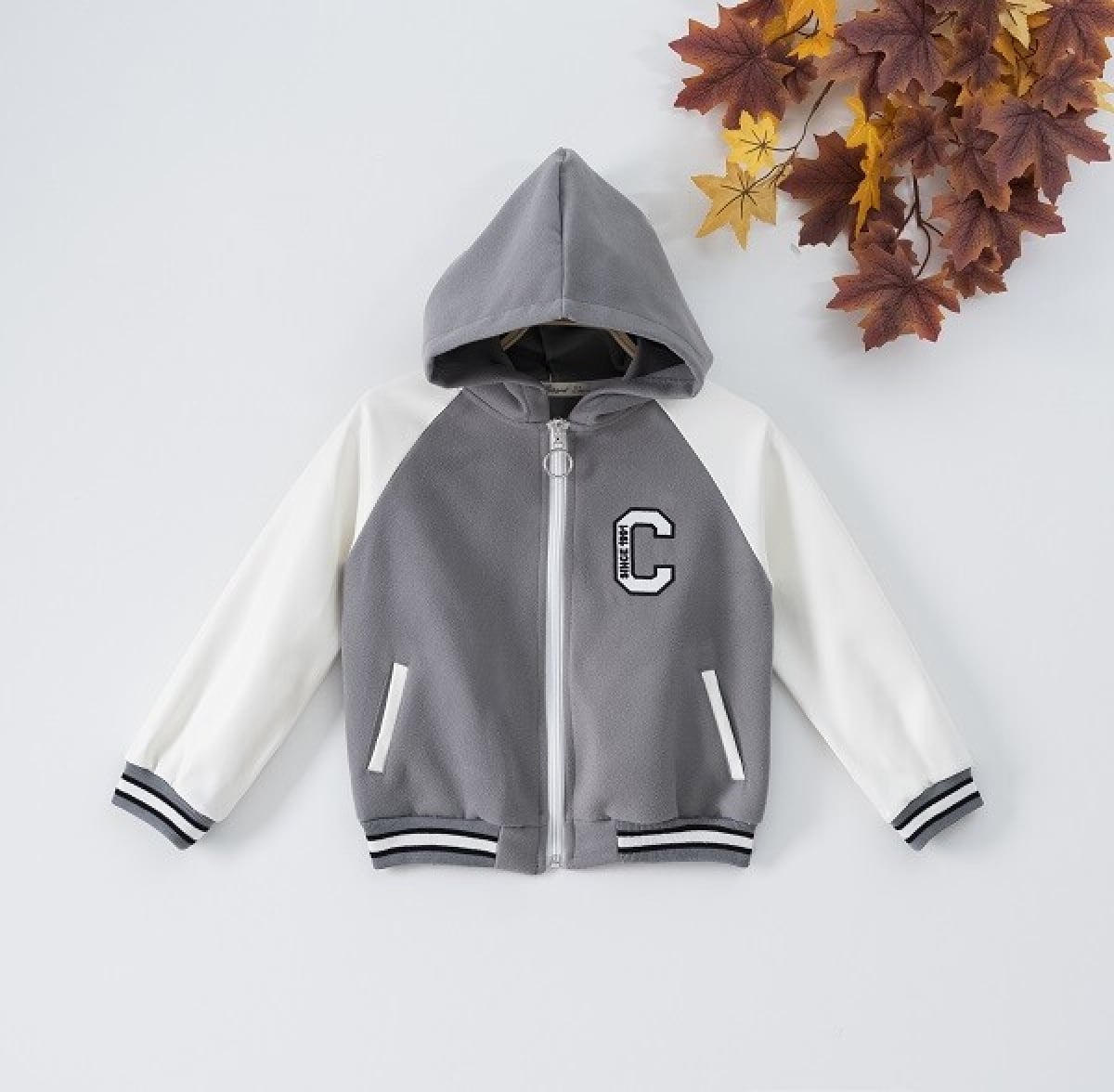 Girls' Hooded Cardigan with Contrast Body - Nar Cicegi - Busra Bebe - by Peralane