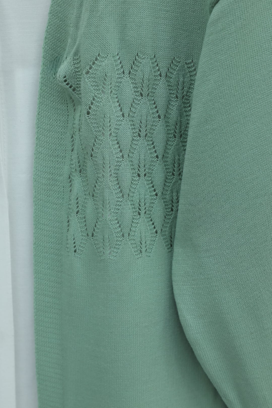 Mint Open-Front Knit Cardigan with Diamond Pattern - Podyumplus - by Peralane - photo 6