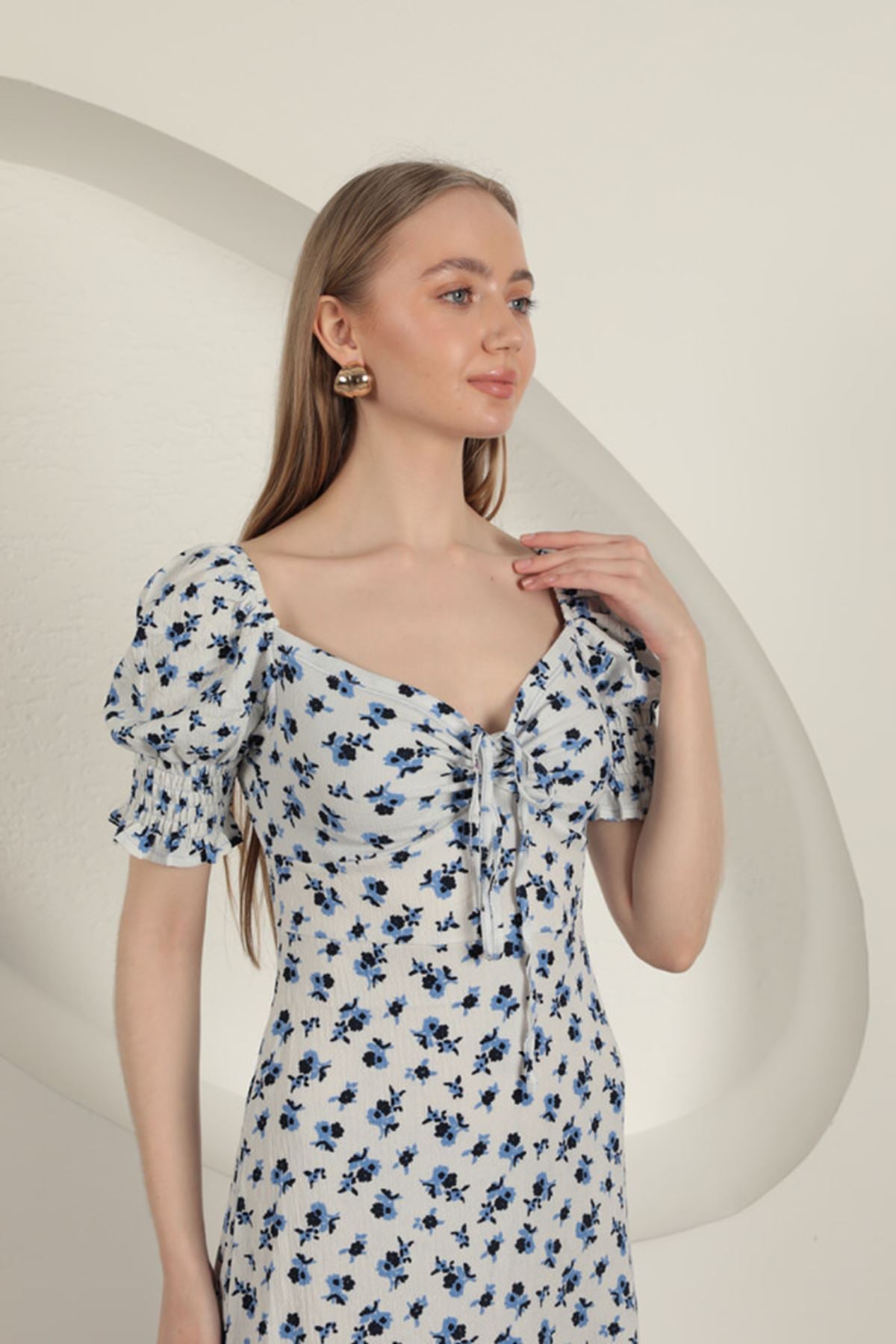 Crinkle Cotton Floral Dress - Saks - Kaktus Moda - by Peralane - photo 3