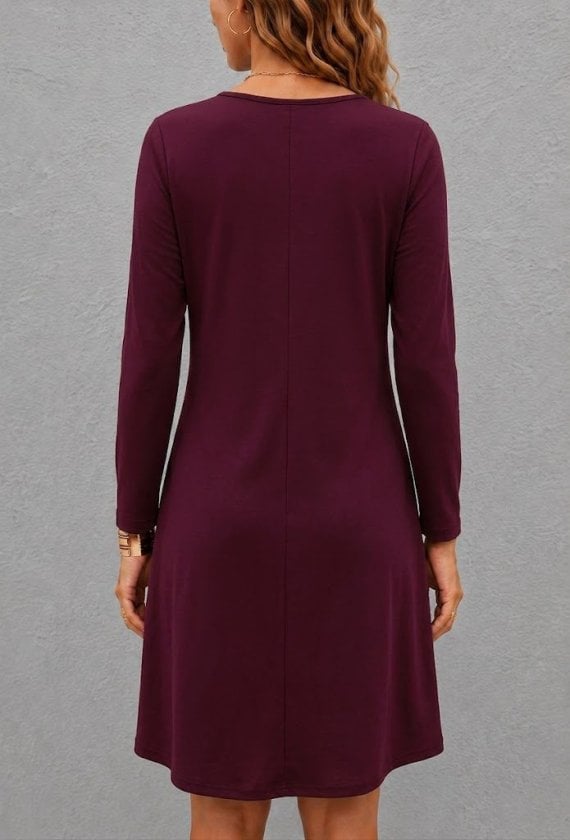 Women's Long Sleeve V-Neck Two-Tone Viscose Short Dress - Janes - by Peralane - photo 3