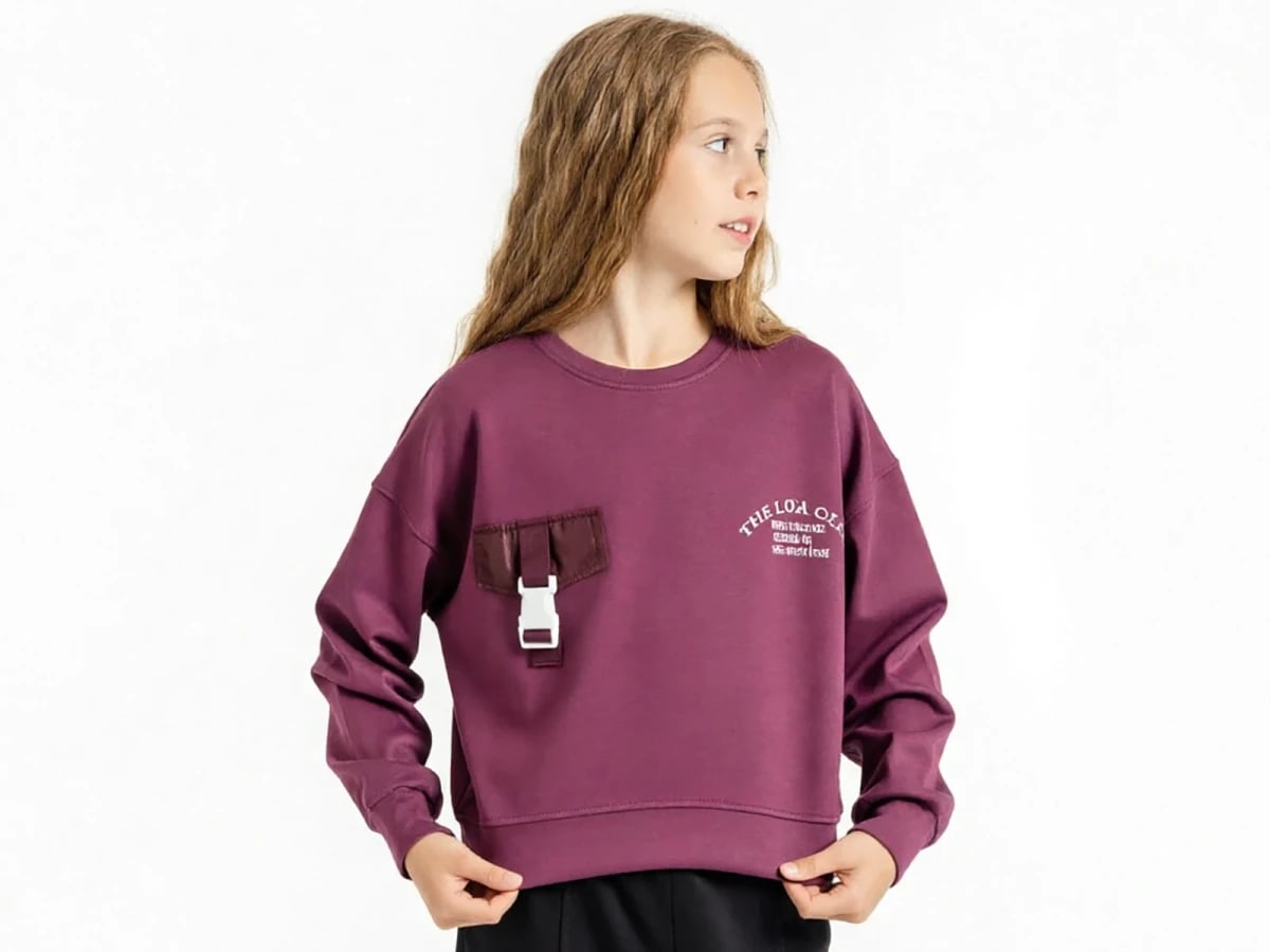 The Lola Printed Girls Sweatshirt - Plum - ÖZ Bebe - by Peralane