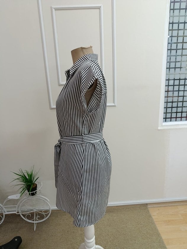 Women's Short Sleeve Collared Button-Front Belted Tricot Shirt Dress - Janes - by Peralane - photo 5