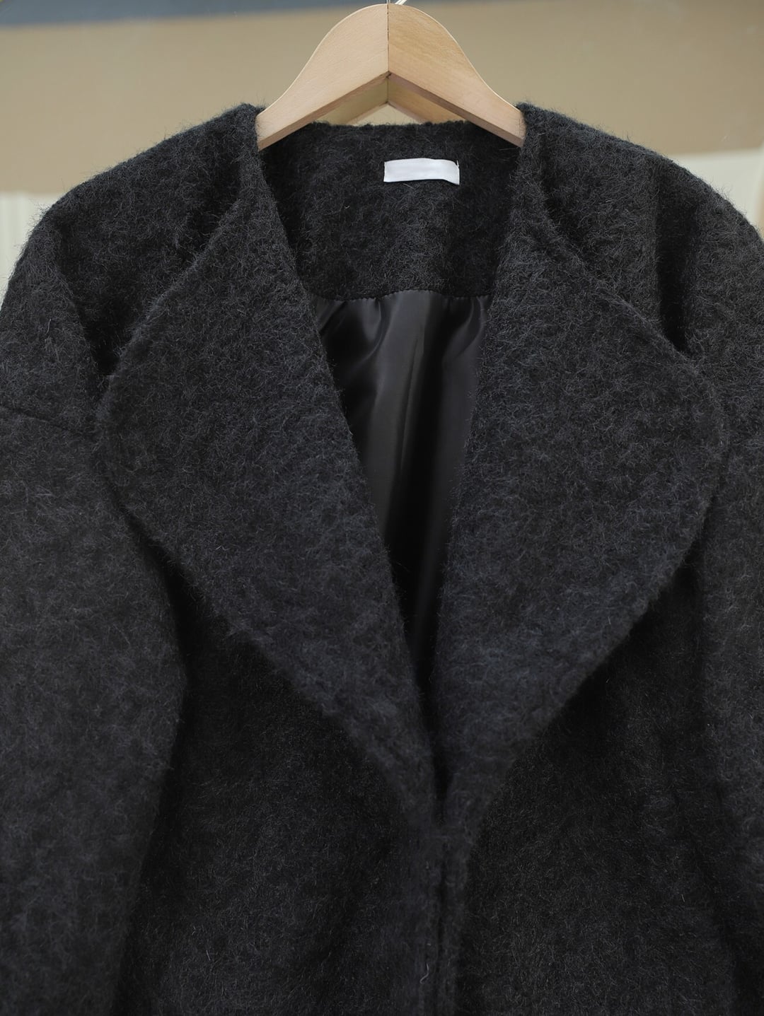 Shawl Collar Lined Pocket Boucle Jacket - Black - Podyumplus - by Peralane - photo 3