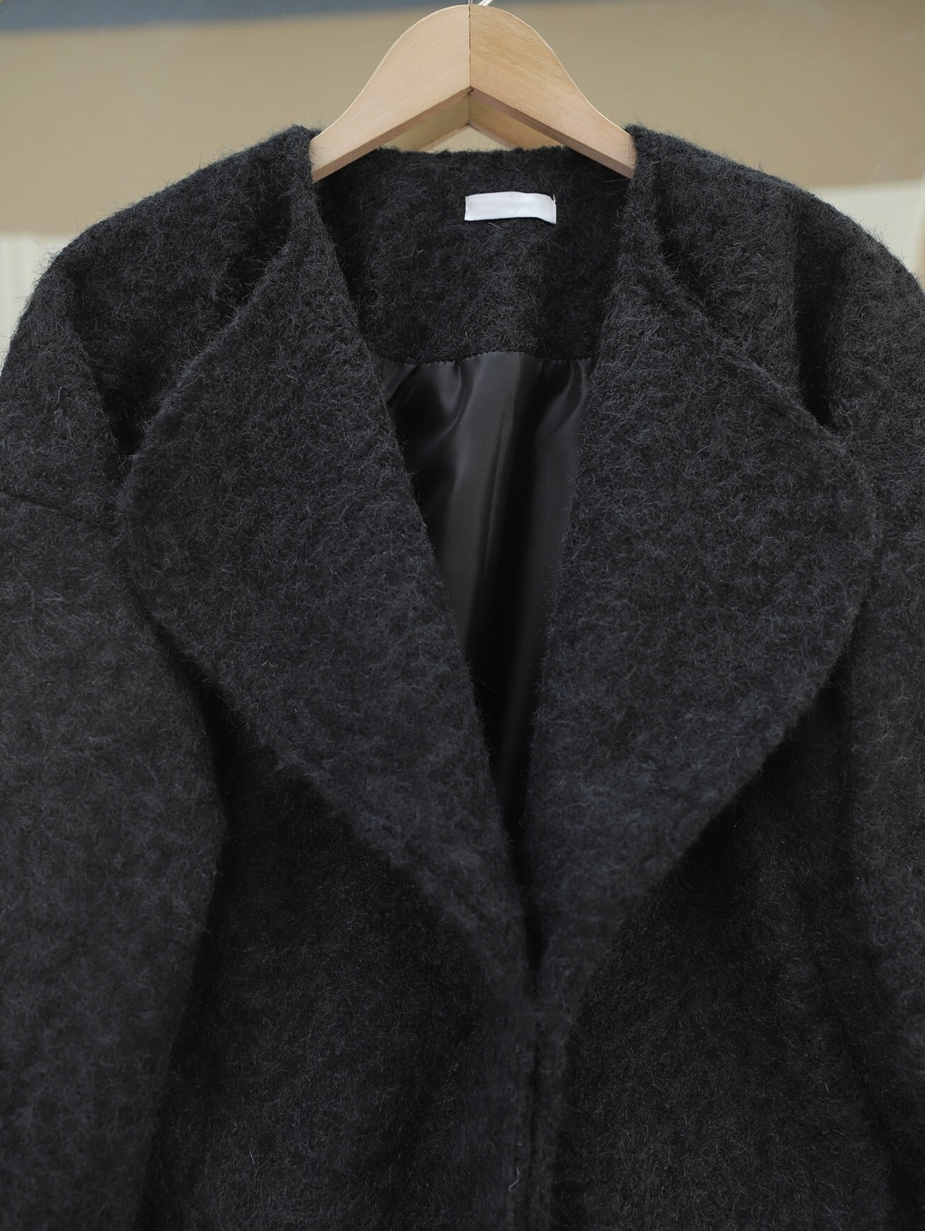 Shawl Collar Lined Pocket Boucle Jacket - Black - Podyumplus - by Peralane - photo 3