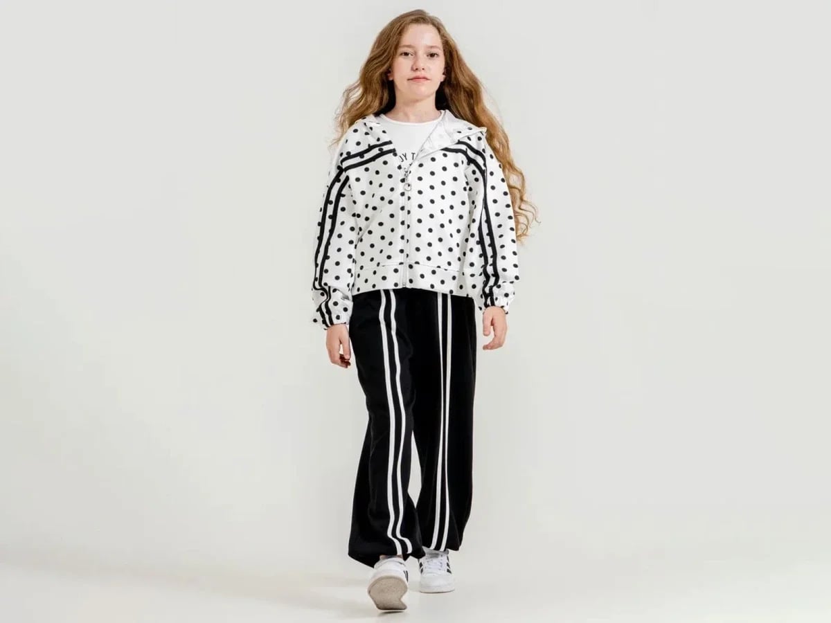 Striped Zip-Up Girls' Tracksuit Set - ÖZ Bebe - by Peralane