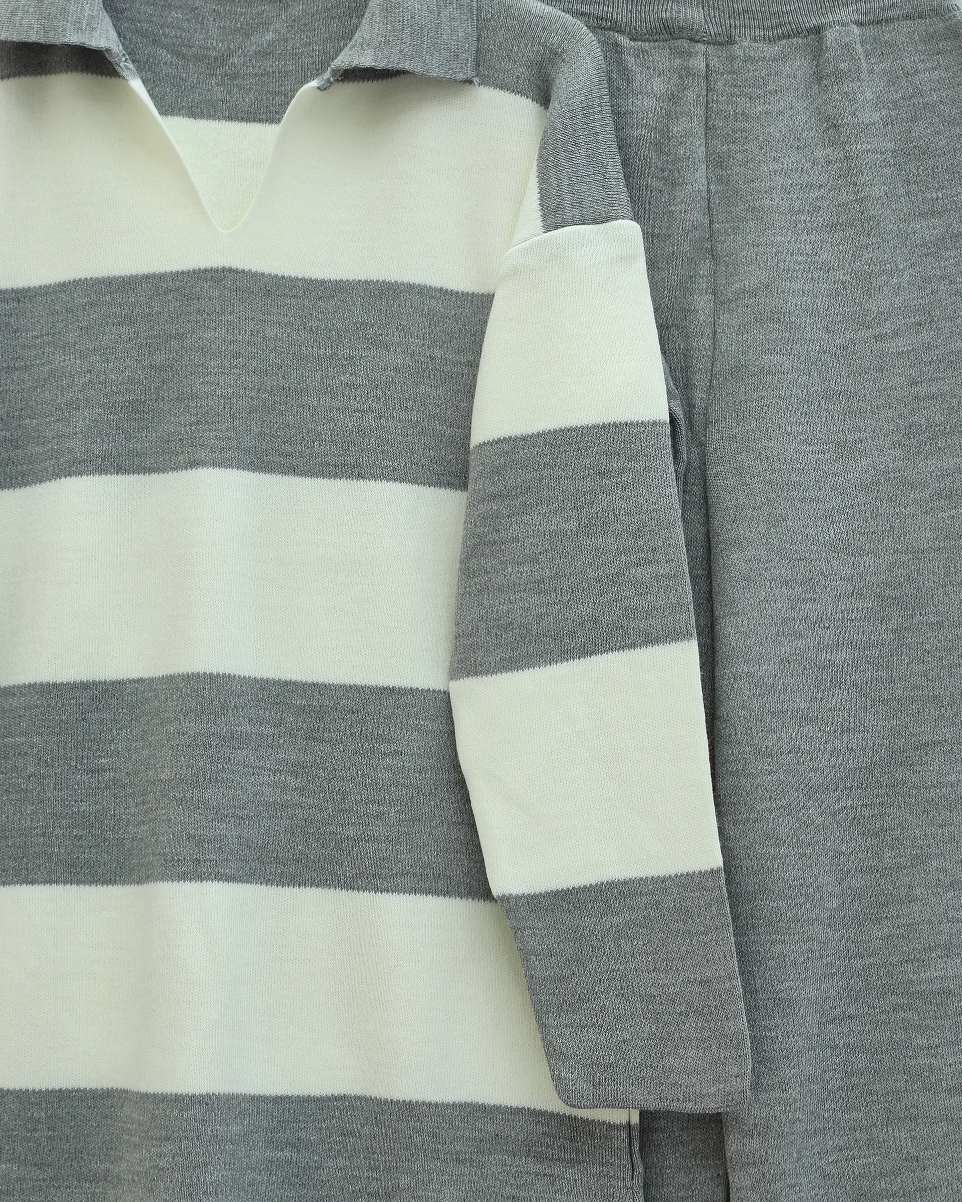V-Neck Knit Lounge Set with Trousers - Grey - Podyumplus - by Peralane - photo 5