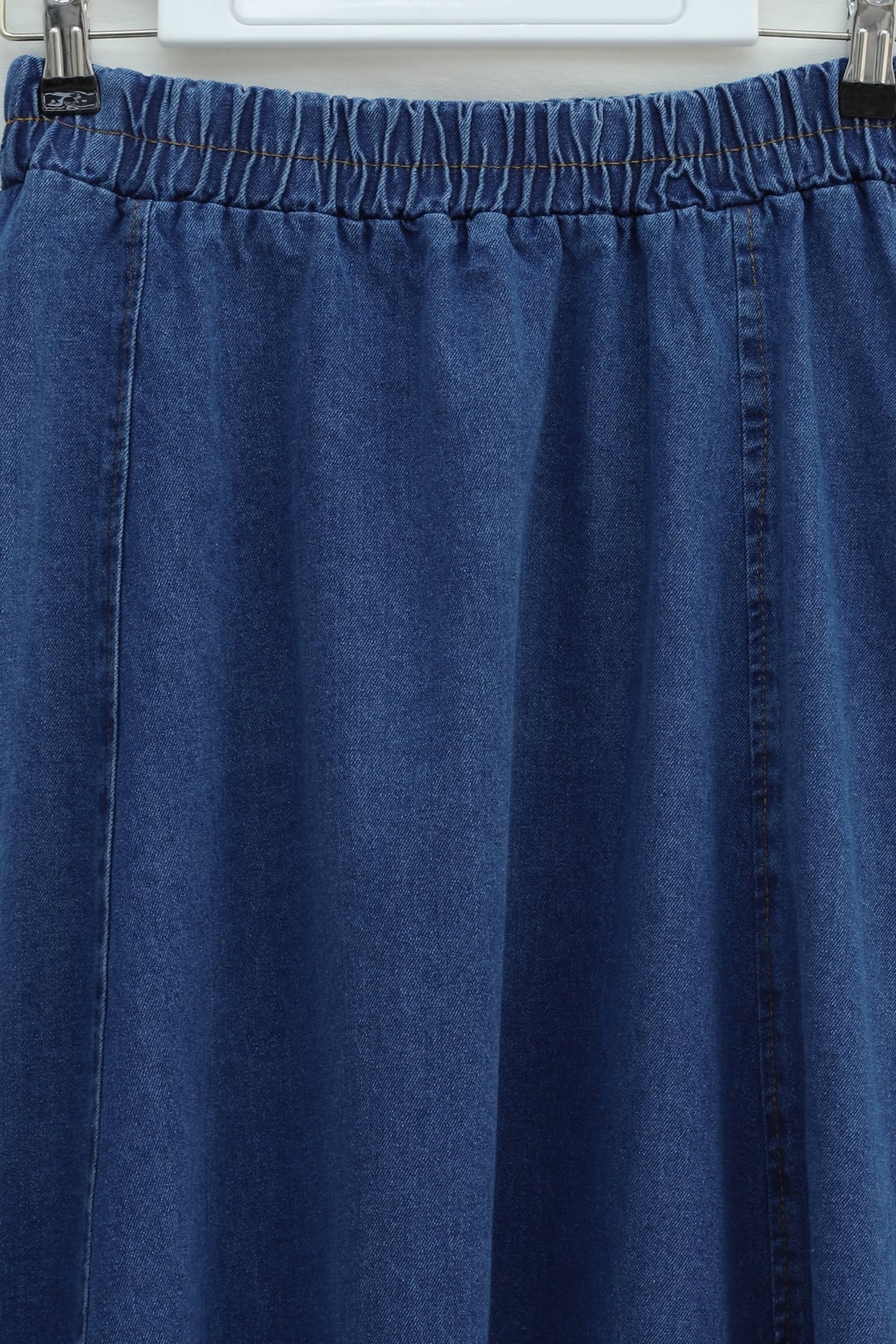 Side Pocket Elasticated Waist Denim Skirt - Dark Blue - Podyumplus - by Peralane - photo 6