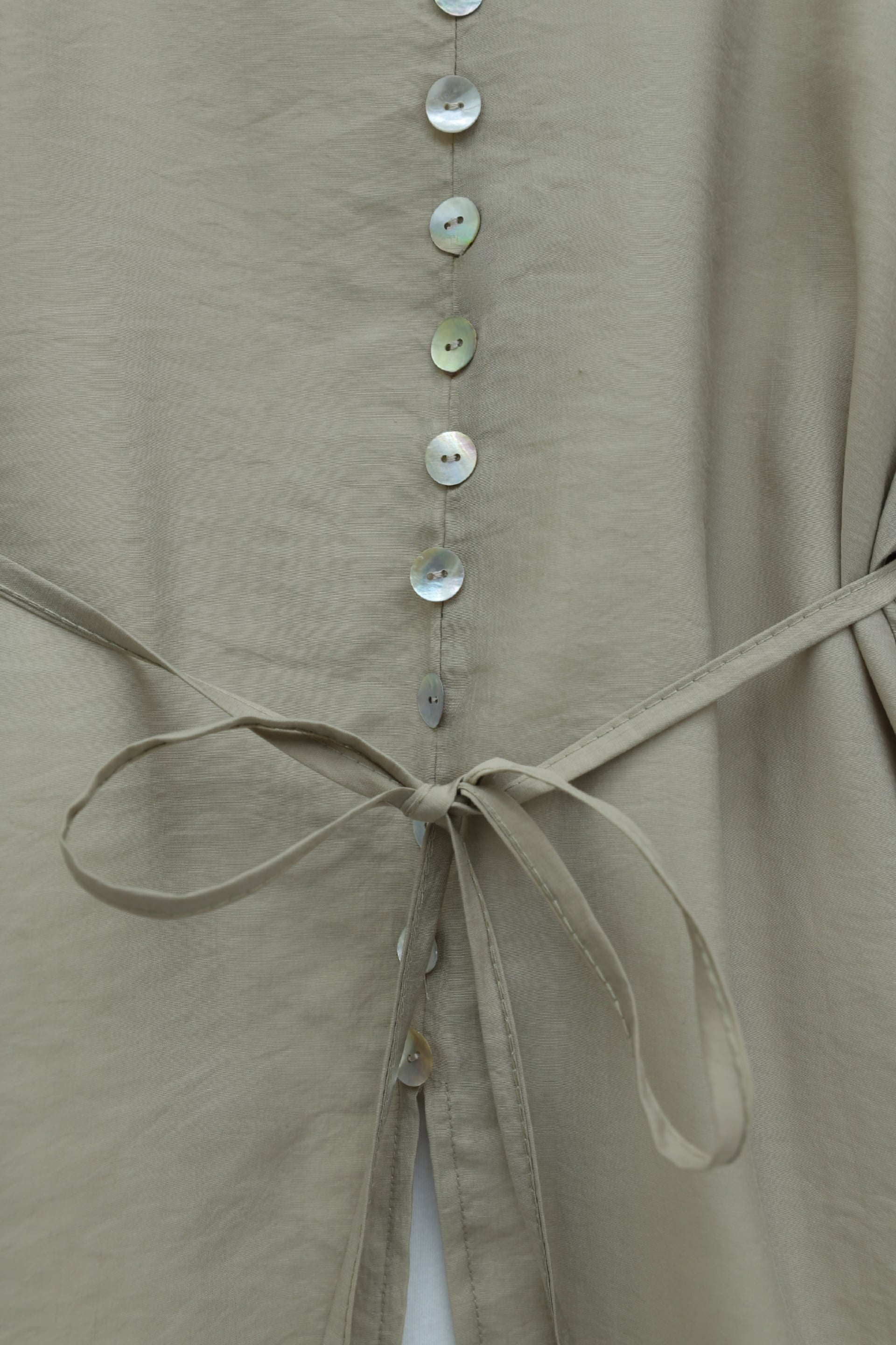 V-Neck Floral Sleeve Buttoned Tie Modal Tunic - Light Beige - Podyumplus - by Peralane - photo 7