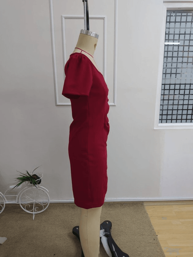 Women's Short Sleeve Square Neck Side Ruched Crepe Dress - Janes - by Peralane - photo 7