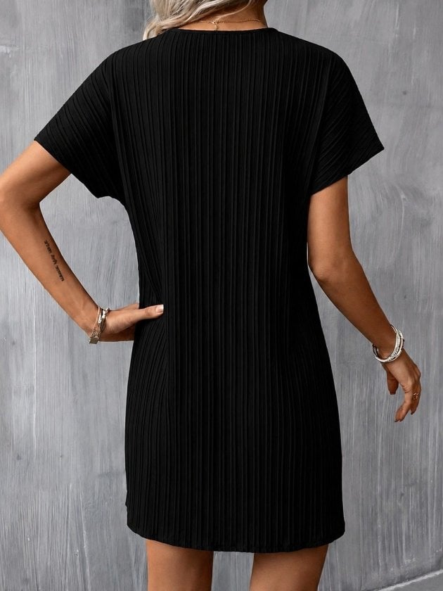 Women's Short-Sleeve V-Neck Jacquard Crepe Dress - Janes - by Peralane - photo 5