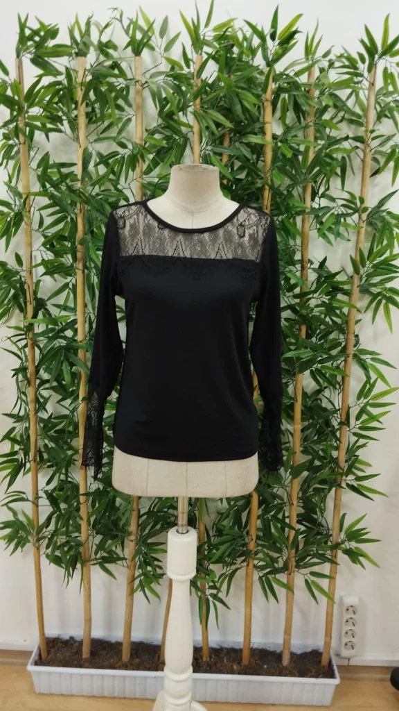Women's Long Sleeve Round Neck Lace Detail Ribbed Blouse - Janes - by Peralane - photo 7