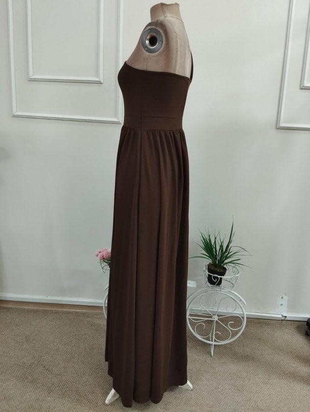 Women's One-Shoulder Maxi Dress with Gold-Tone Strap Detail and Side Slit - Janes - by Peralane - photo 5