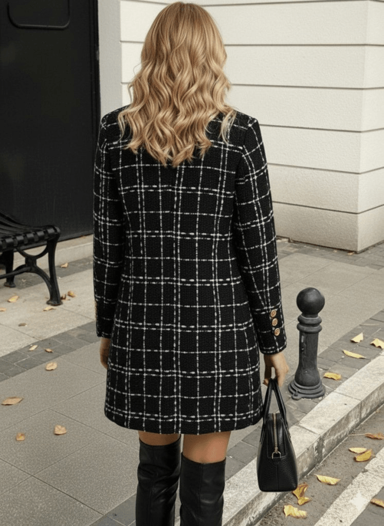 Women's Long-Sleeve Double-Breasted Woven Plaid Jacket - Janes - by Peralane - photo 2