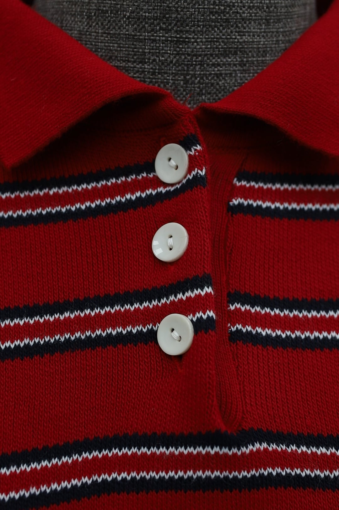 Polo Collar Striped Relaxed Sweater - Red - Podyumplus - by Peralane - photo 8