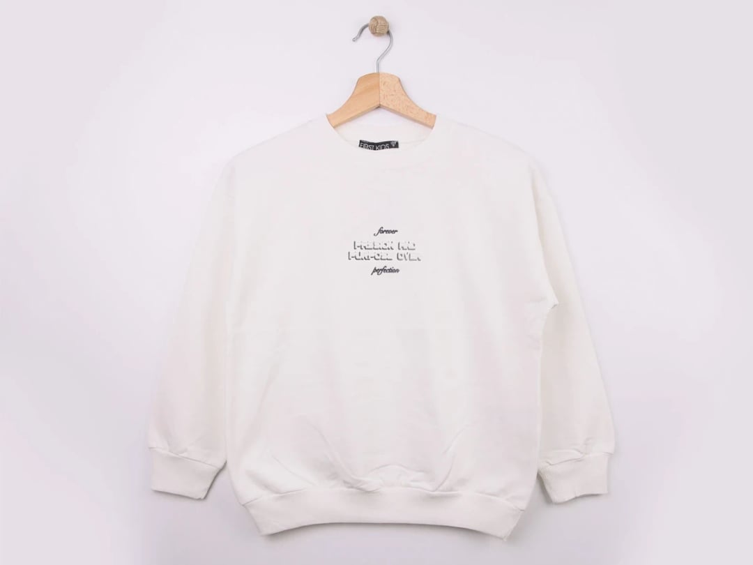 Boys' Printed Sweatshirt with 'Forever' Graphic - White - First Kids - by Peralane
