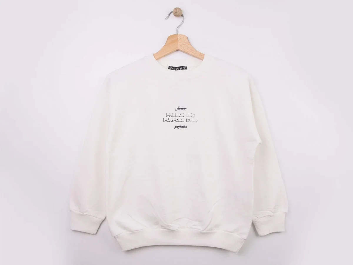 Boys' Printed Sweatshirt with 'Forever' Graphic - White - First Kids - by Peralane