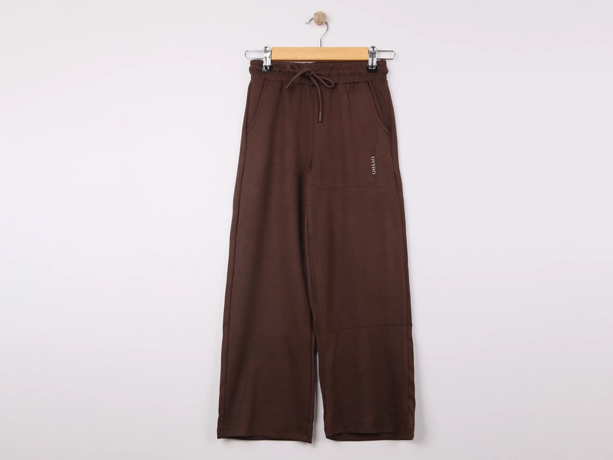 Girls' Brown Drawstring Trousers with Pockets - Langa - by Peralane