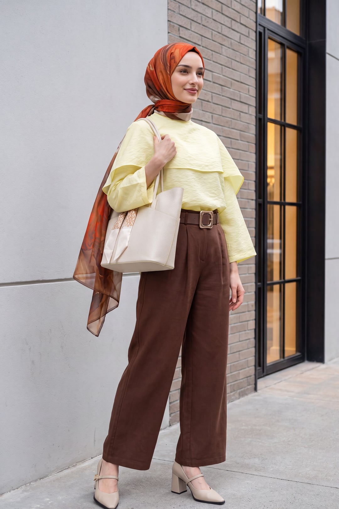 Removable Cape Oversize Modal Tunic - Yellow - Podyumplus - by Peralane - photo 7