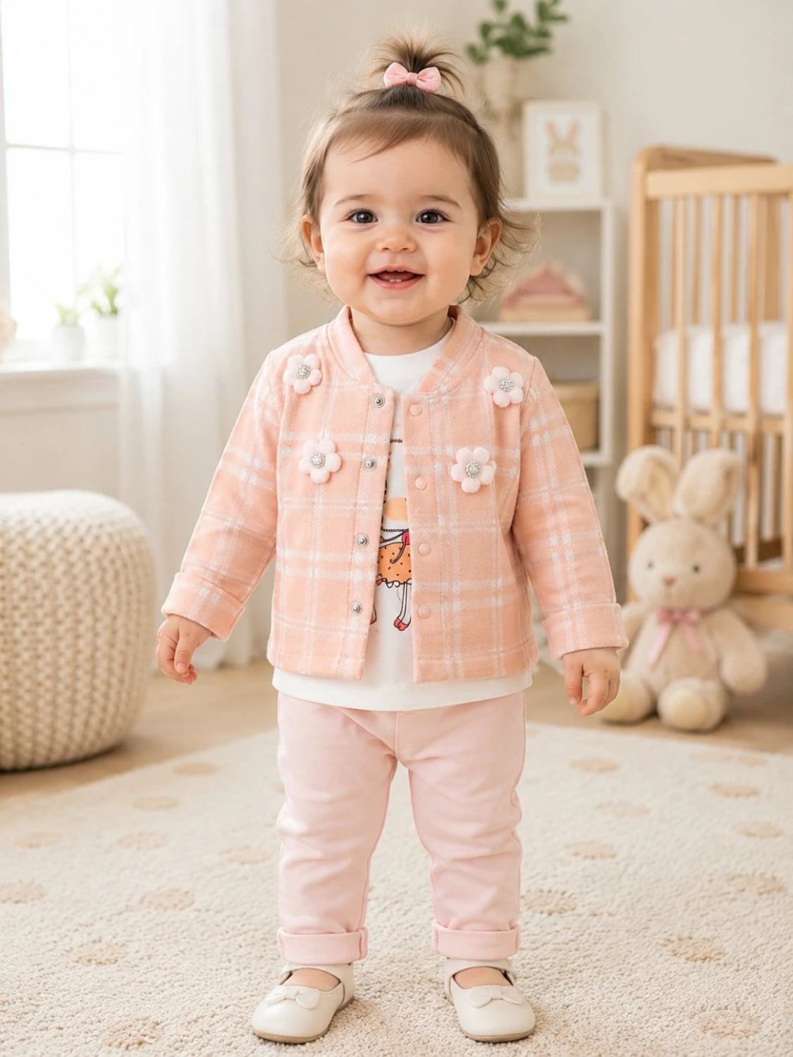 Baby Girls' 3-Piece Plaid Jacket Set - Pink - Has Bereket - by Peralane
