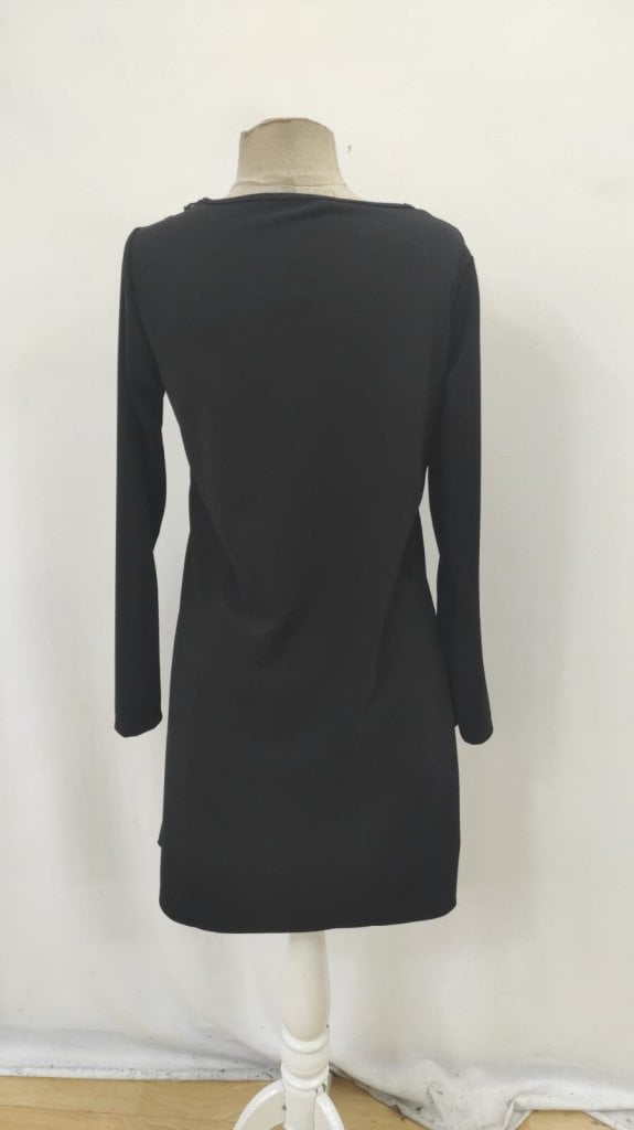 Women's Long Sleeve Lace Collar Crepe Mini Dress in Black - Janes - by Peralane - photo 6