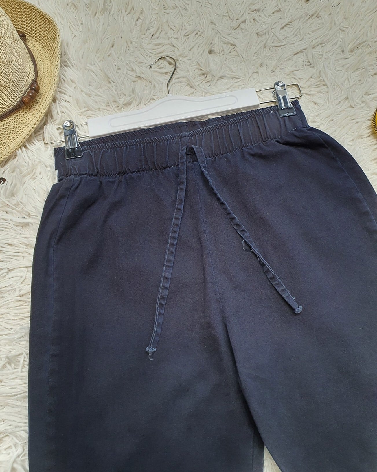 Navy Blue Drawstring Flared Trousers - Podyumplus - by Peralane - photo 6
