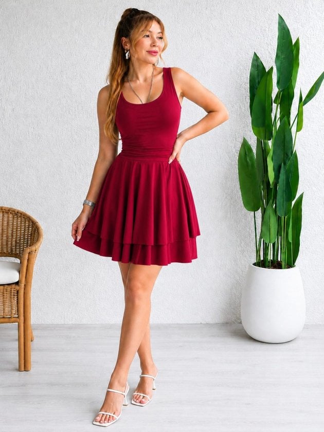 Women's Sleeveless Round Neck Ruffled Short Sandy Dress - Janes - by Peralane - photo 3