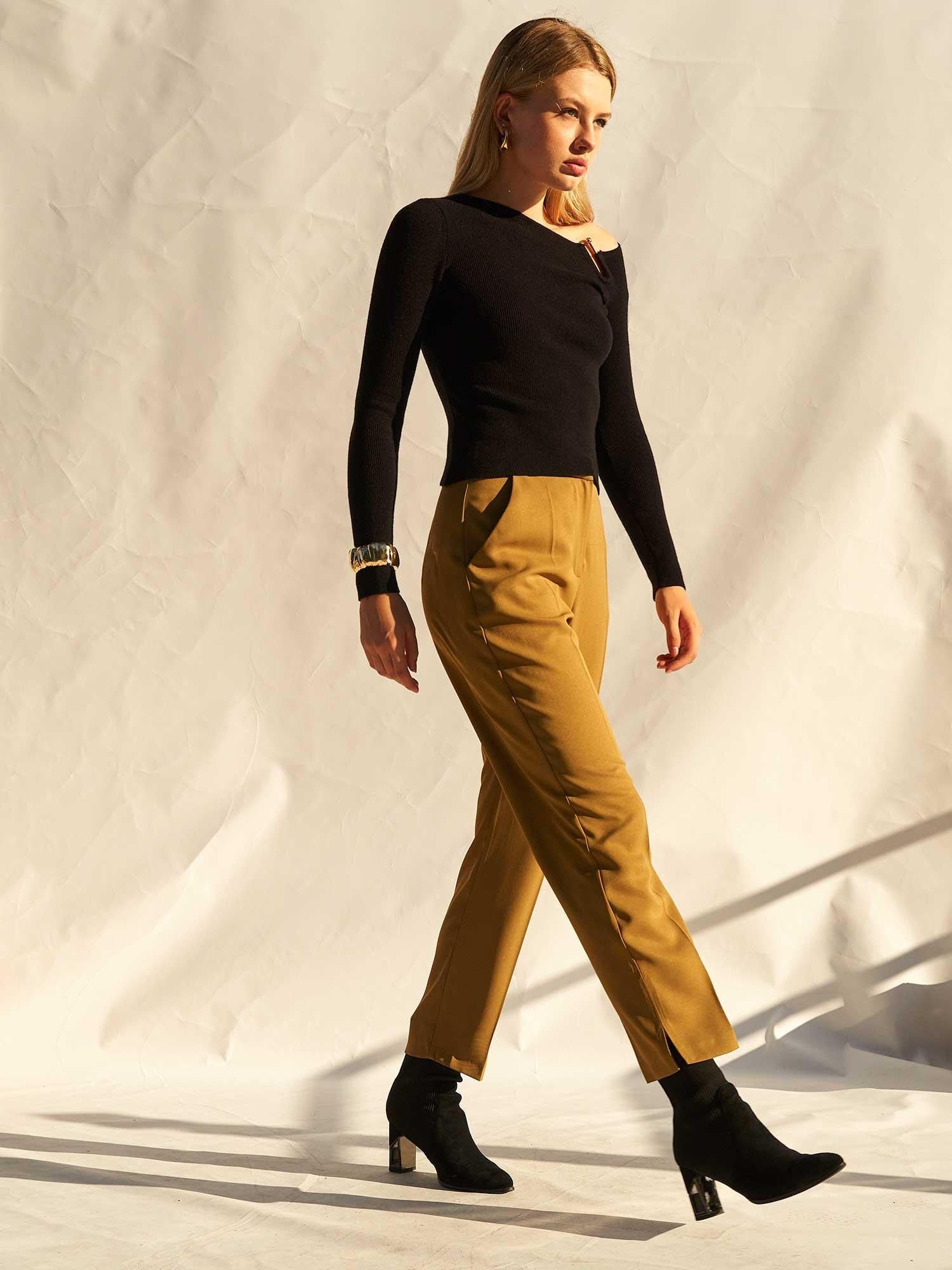 High Waist Slit Detail Carrot Trousers - Lefon - by Peralane - photo 6