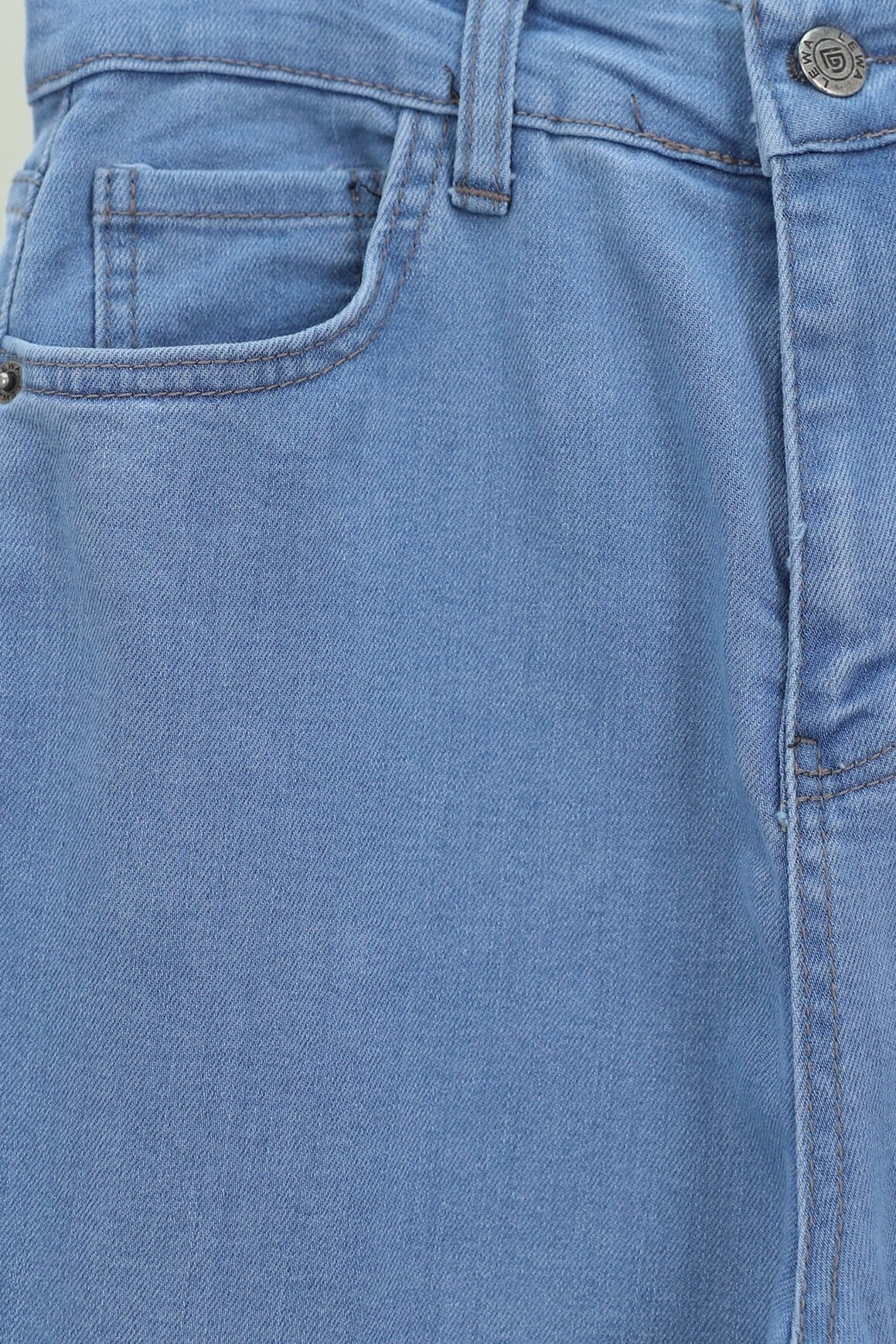 High Waist Flared Denim Trousers with Scarf Detail - Light Blue - Podyumplus - by Peralane - photo 4