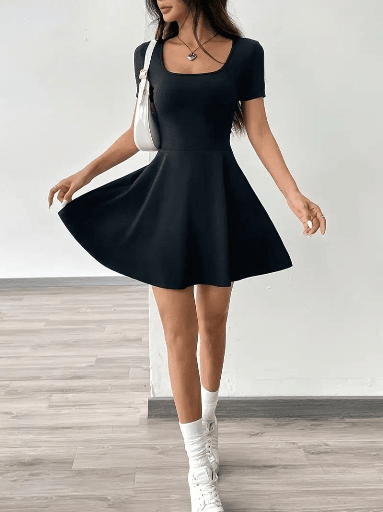 Women's Short-Sleeve Square Neck Dress with Pocket - Janes - by Peralane - photo 8