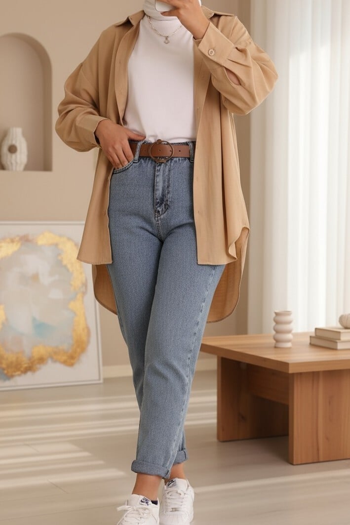 Women's Belted High-Waist Trousers in Light Blue - Podyumplus - by Peralane - photo 2