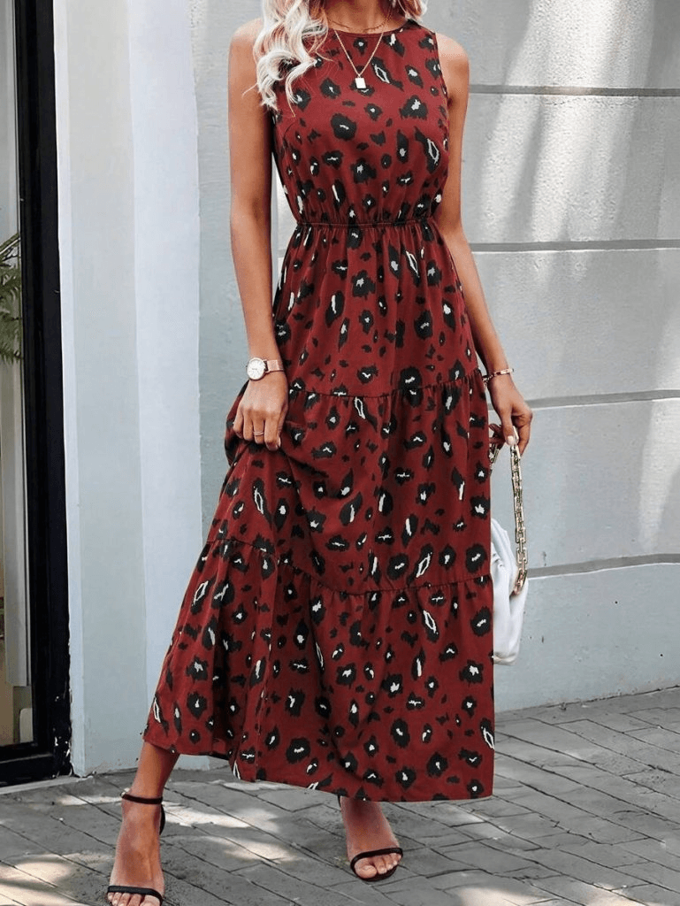 Women's Sleeveless Round Neck Elasticated Waist Printed Suprem Dress - Janes - by Peralane - photo 2