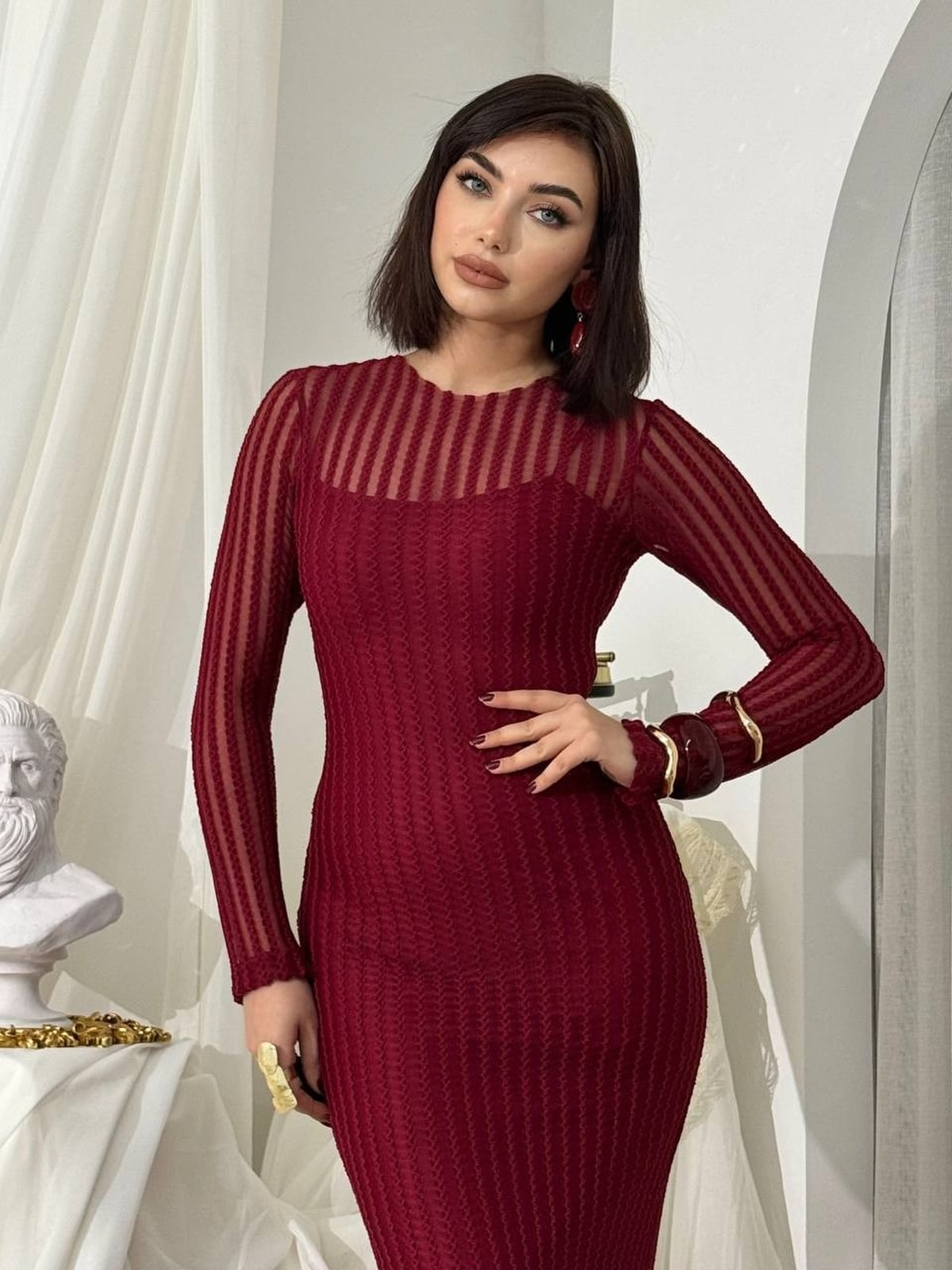 Polin Midi Dress in Burgundy - Etika - by Peralane - photo 5